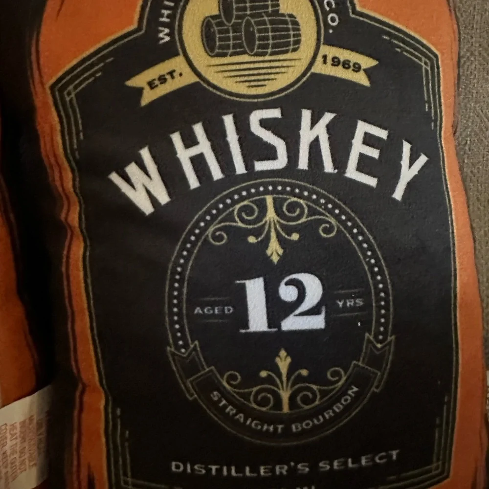 🆕2 Whiskey Shaped Throw Pillows